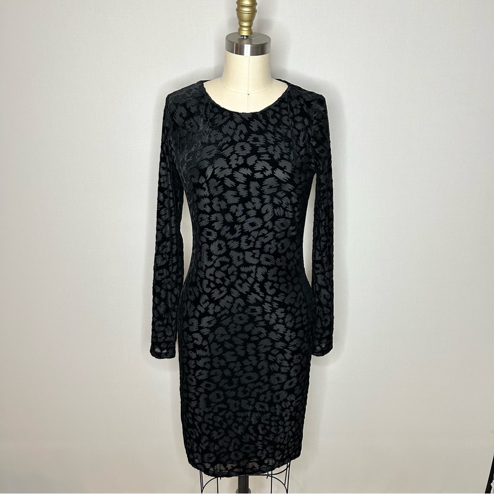 Necessary Objects Velvet Black Patterned Dress